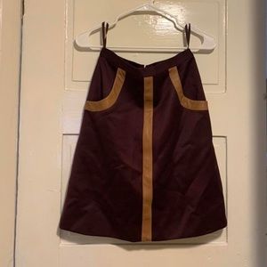 Size 0 Raoul Burgundy Leather and Wool knee length skirt